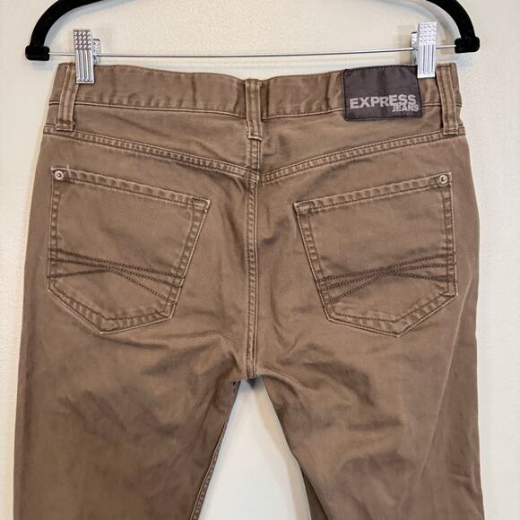 Express Jeans Mens 29X30 Brown Casual Denim Rocco Slim Fit Skinny Leg Mid Rise - Picture 6 of 8